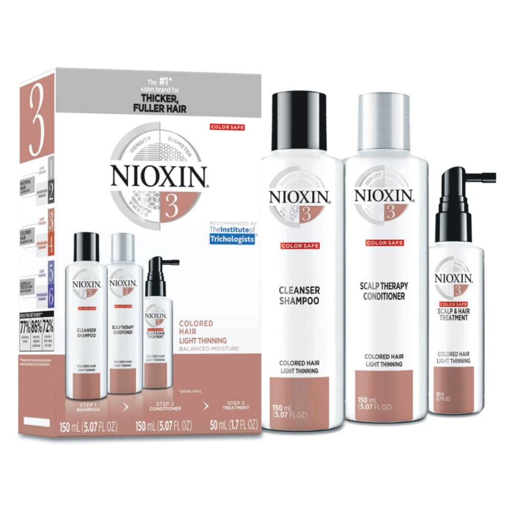Nioxin System Kit #3 - Thinning and/or thin hair, colored and chemically treated.