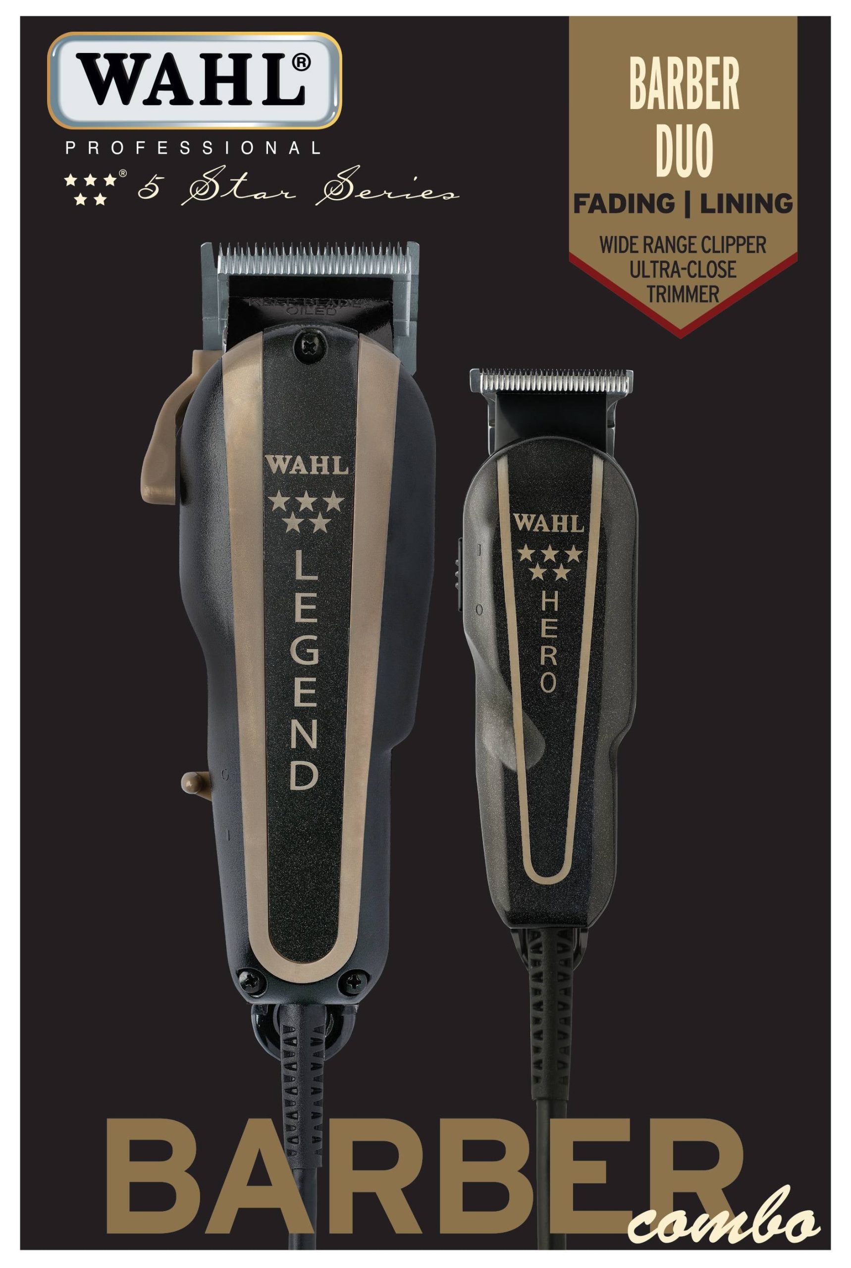 Wahl Clippers 5 Star Barber Combo Legend Hair Clippers and Hero T-Blade Beard Trimmer - Black and Brown - #56272