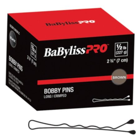 BaBylissPRO ½ lb. box Bobby Pins - Brown - 2 ¾" - Long Crimped - BESBPLONGBRUCC