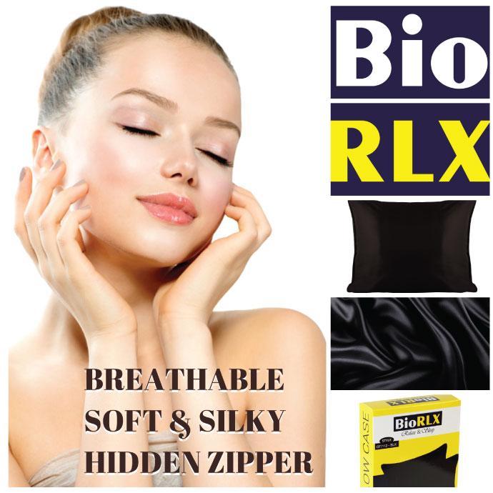 BioRLX Satin Pillow Case Black - 100% Polyester Satin