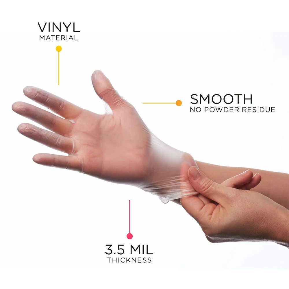 Aurelia Delight PF Hair Colouring Gloves - Medium - Disposable White Vinyl Powder Free Gloves - 100 per box