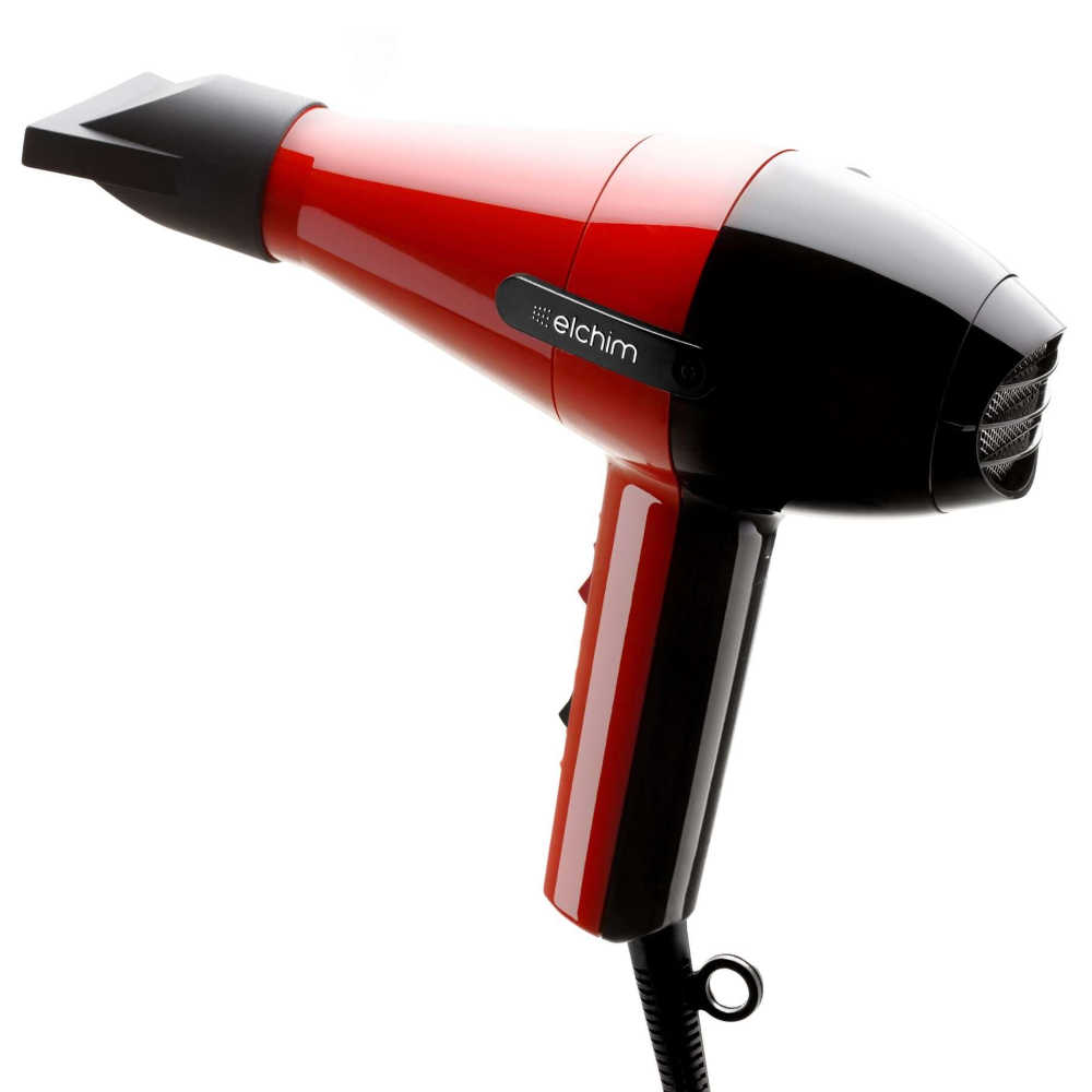 Elchim 2001 Classic High Pressure Hairdryer - Fast Drying - Red & Black