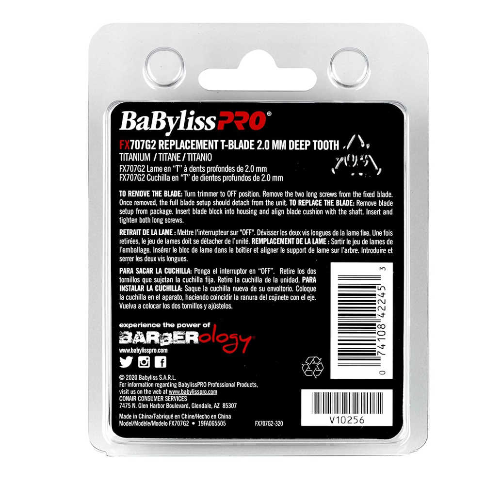 BaBylissPRO FX707G2 - Gold Skeleton Trimmer Replacement T-Blade - 2.0 mm Deep Tooth Titanium Coated - Fits All FX878 Models