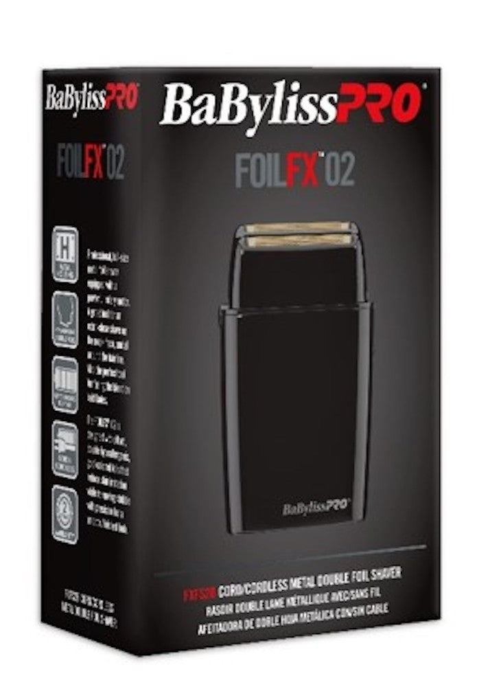 BaBylissPRO BlackFX Metal Double Foil Shaver - For Extra-Close Shave On Face, Neck, and Hairline - FXFS2B