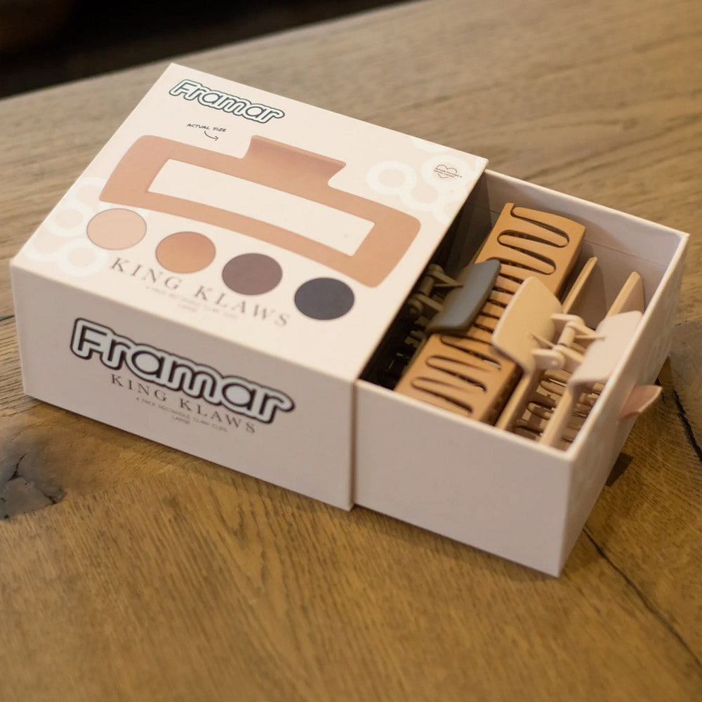 Framar King Klaw Hair Clips - Neutral - 4 Pack - Rubberized Matte Finish