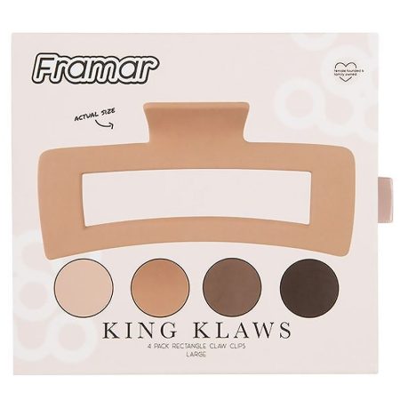 Framar King Klaw Hair Clips - Neutral - 4 Pack - Rubberized Matte Finish