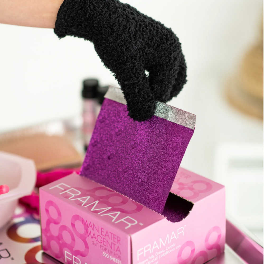 Framar Bleach Blender Gloves - Pack of 2 Microfibre Gloves (Black and Pink) - GLV-BB-2PK