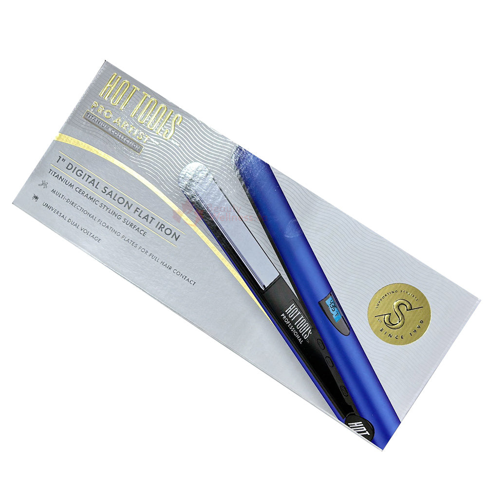 Hot Tools Radiant Blue Flat Iron 1" - HT7110FCN - Universal Voltage & LCD Display