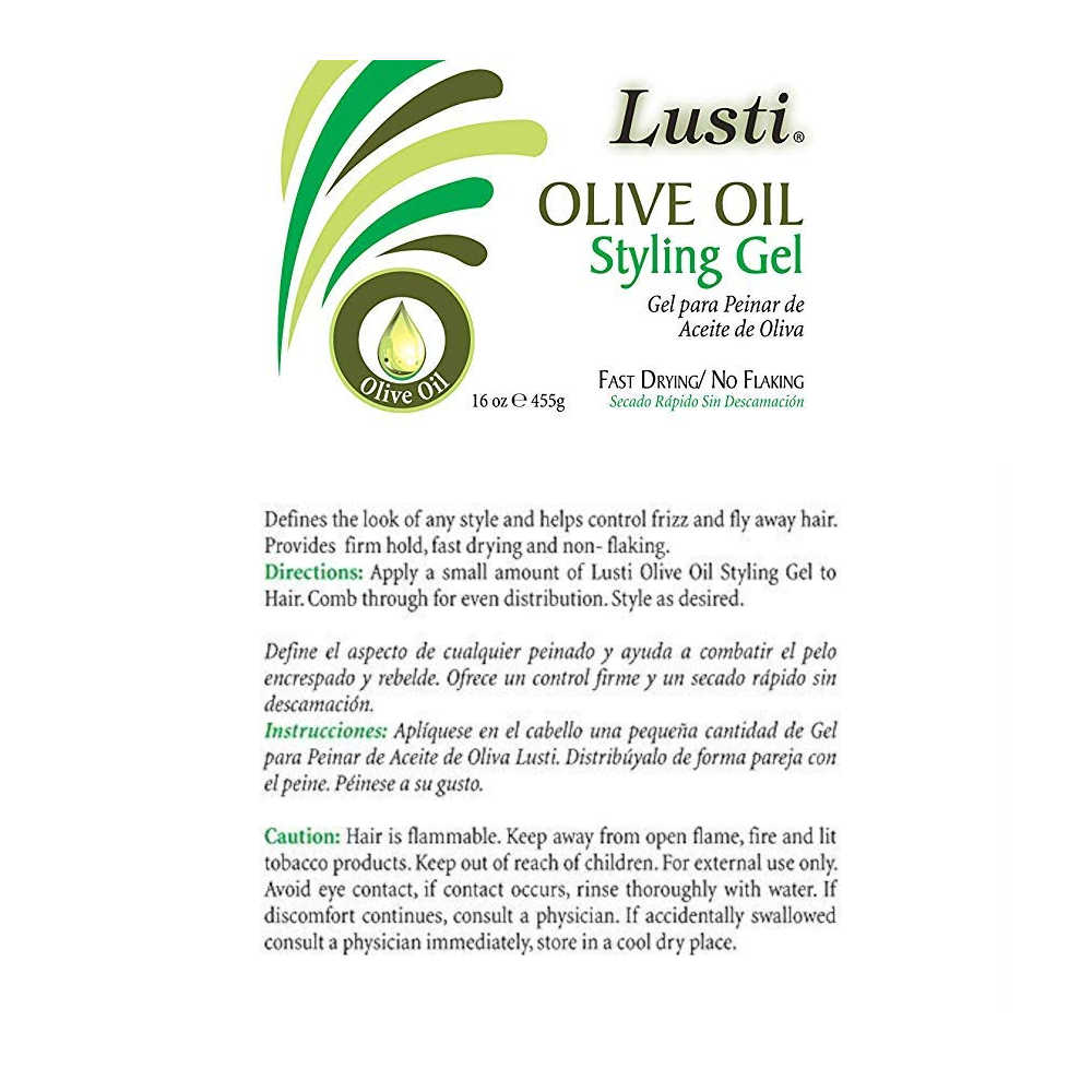 Lusti Olive Oil Styling Gel 455 g - Fast-Drying & Non-Flaking