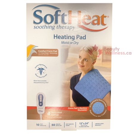 SoftHeat Soothing Therapy Heating Pad - 12" x 24" - Moist or dry with 10 ft cord and limited 5 year warranty