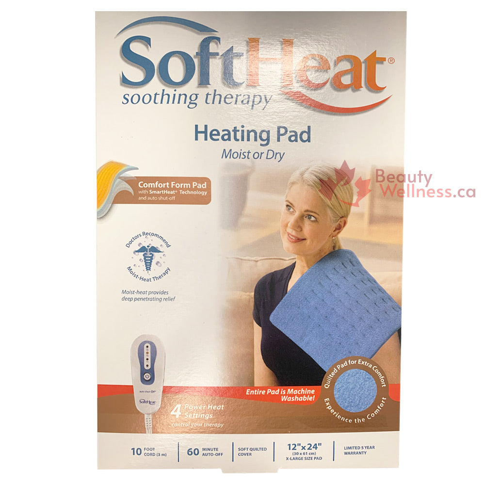 SoftHeat Soothing Therapy Heating Pad - 12" x 24" - Moist or dry with 10 ft cord and limited 5 year warranty
