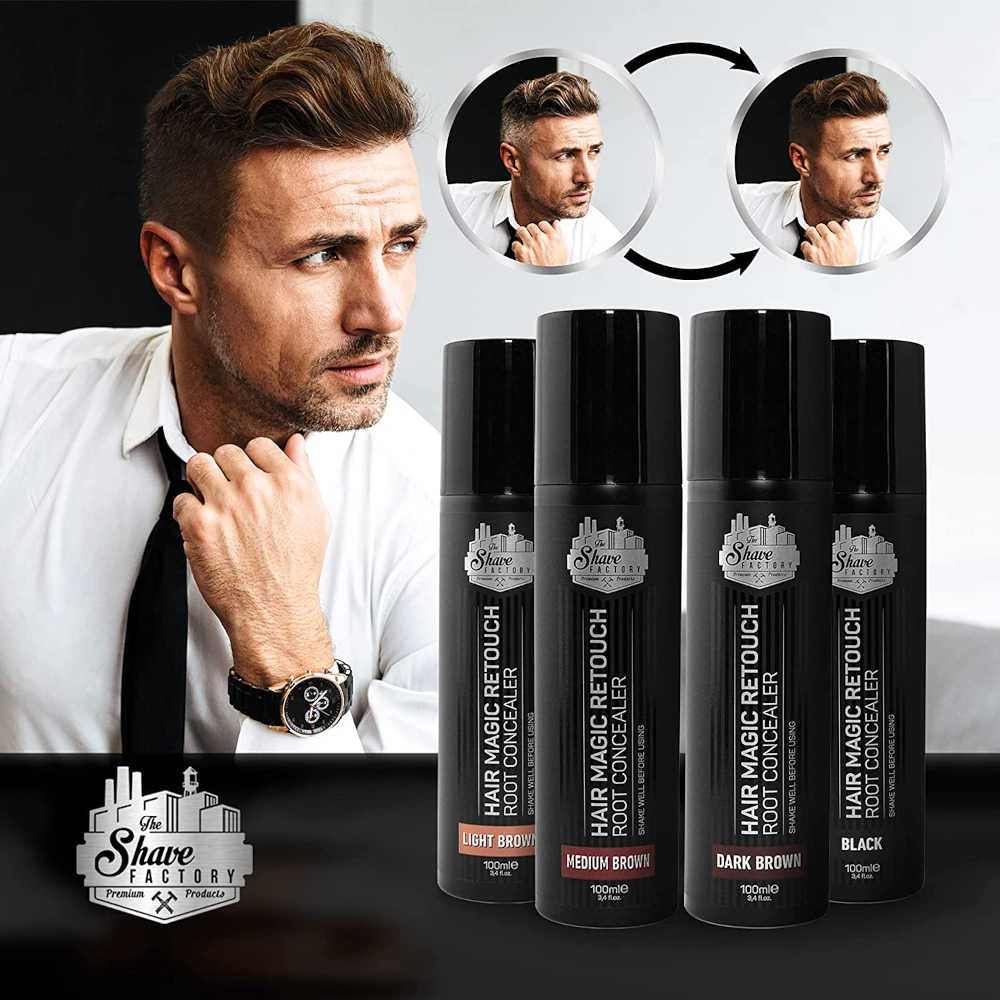 The Shave Factory Hair Magic Retouch - Root Concealer Spray - Dark Brown - 100 mL (3.4 oz.)