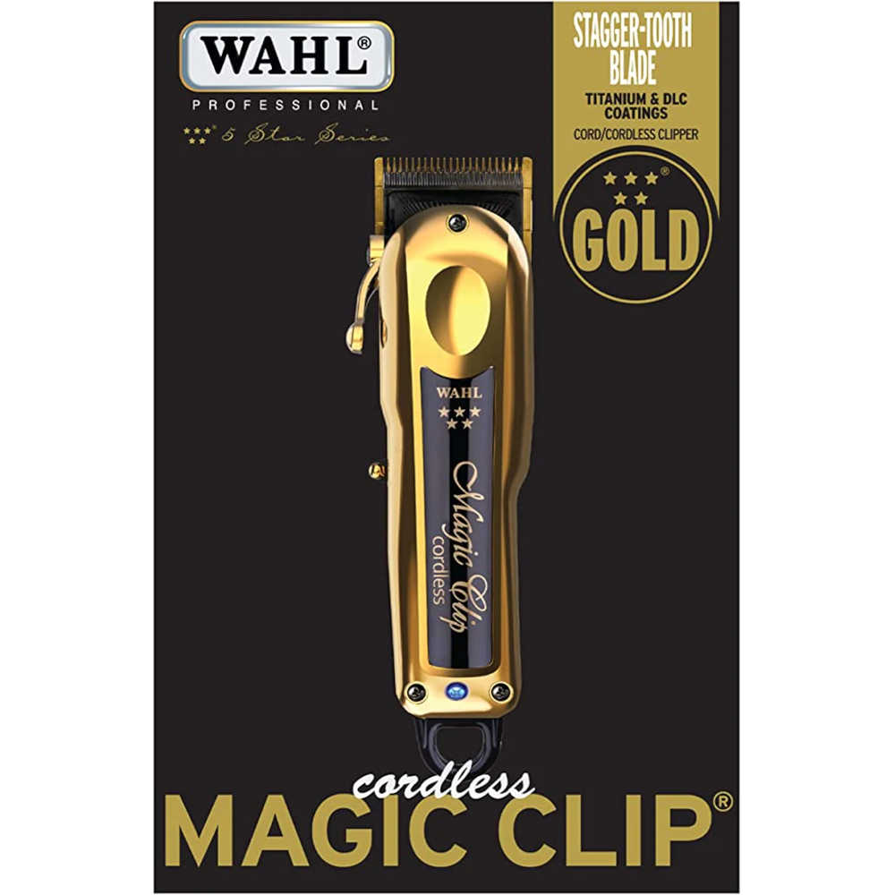 Wahl Clippers - 5 Star Magic Clip Gold - Professional Cordless/Corded Hair Clippers - 56445 - Includes Charging Stand & Premium Cutting Guides