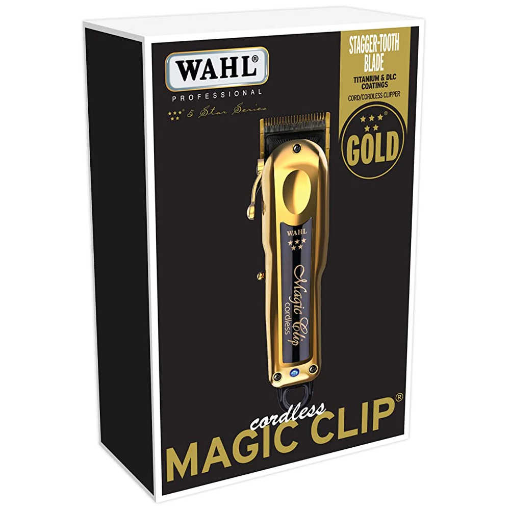 Wahl Clippers - 5 Star Magic Clip Gold - Professional Cordless/Corded Hair Clippers - 56445 - Includes Charging Stand & Premium Cutting Guides