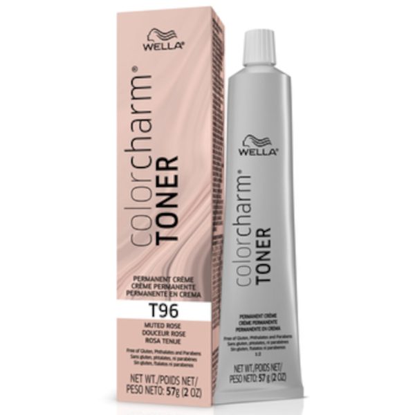 Wella T96 Muted Rose - Brass Neutralizing Permanent Crème Toners for Pastel Enhanced Blondes - 2 oz. - 57 g