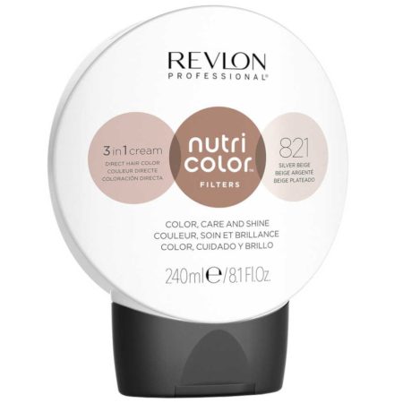 Revlon Professional Nutri Color Filters - 821 Silver Beige - 3 in 1 Cream Direct Hair Color, Care and Shine - 240 mLk
