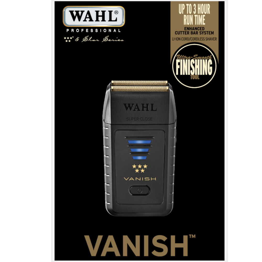 Wahl 5 Star Cord/Cordless Vanish Shaver - #55595 - LED Gauge and Double Foil with Suspension System