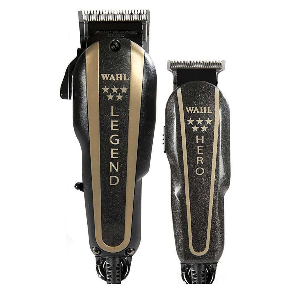 Wahl Clippers 5 Star Barber Combo Legend Hair Clippers and Hero T-Blade Beard Trimmer - Black and Brown - #56272