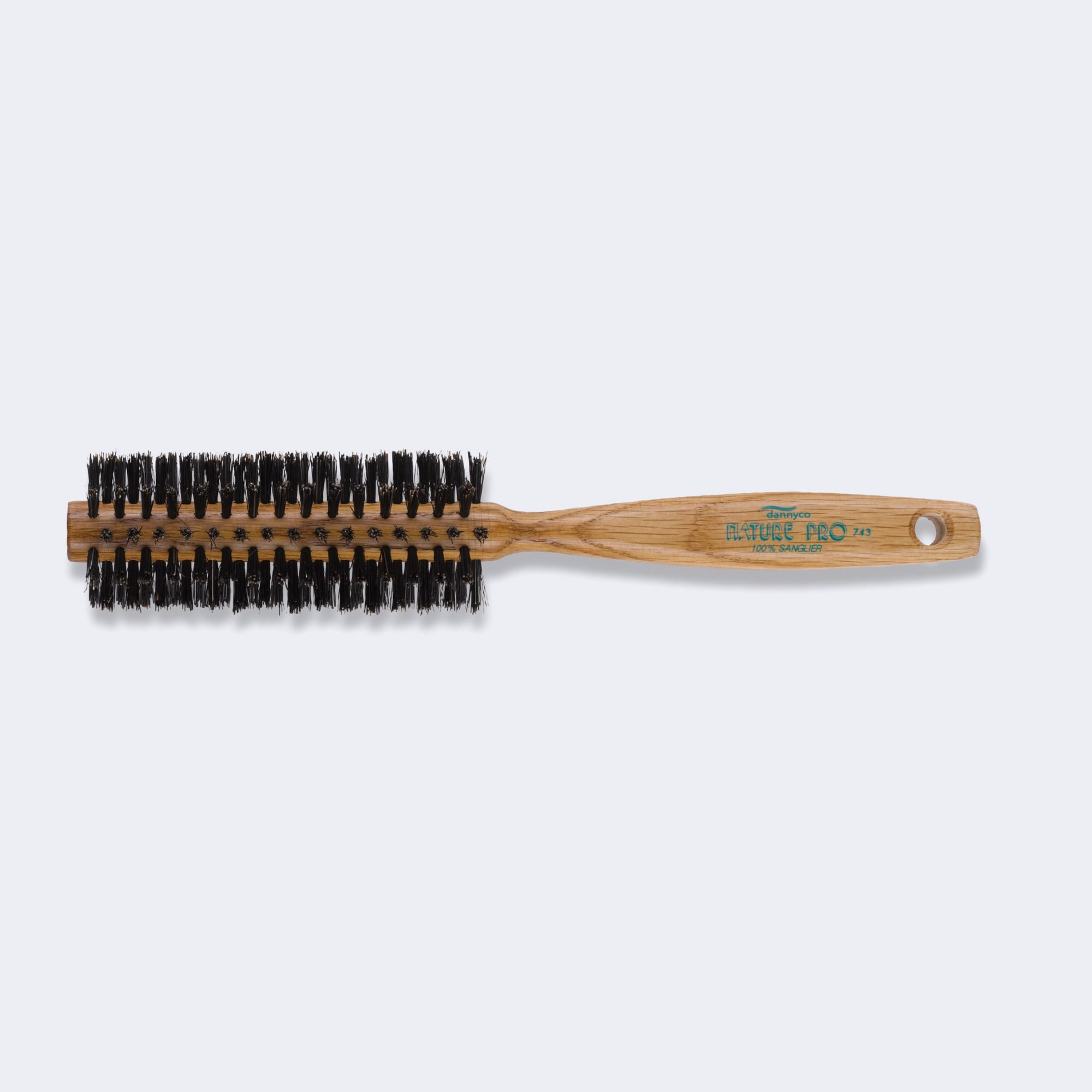 Dannyco NATURE PRO CIRCULAR OAK WOOD BRUSH WITH BOAR BRISTLES, MEDIUM, TEN ROWS