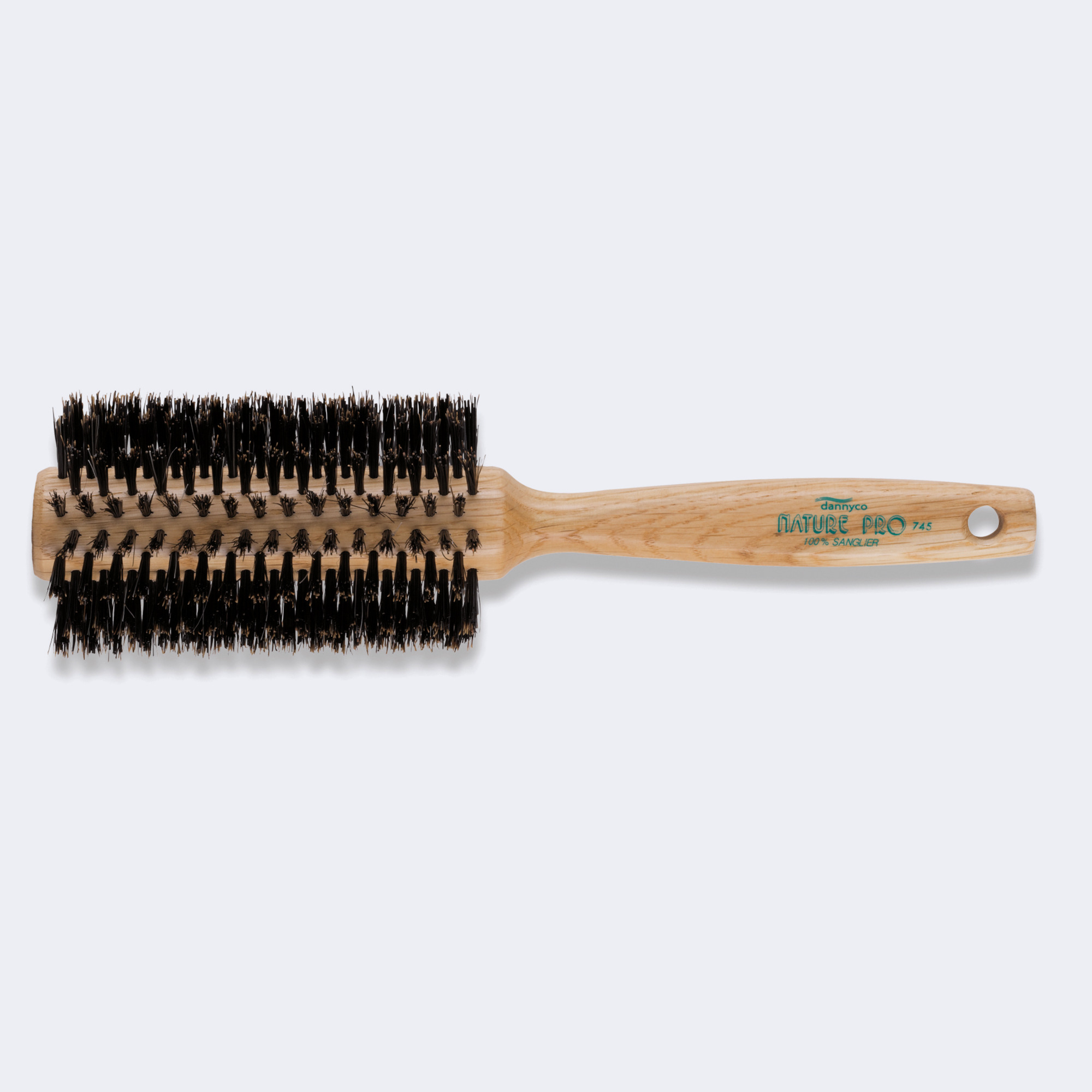 DANNYCO CIRCULAR OAK WOOD BRUSH WITH BOAR BRISTLES, EXTRA-LARGE, SIXTEEN ROWS - 745C