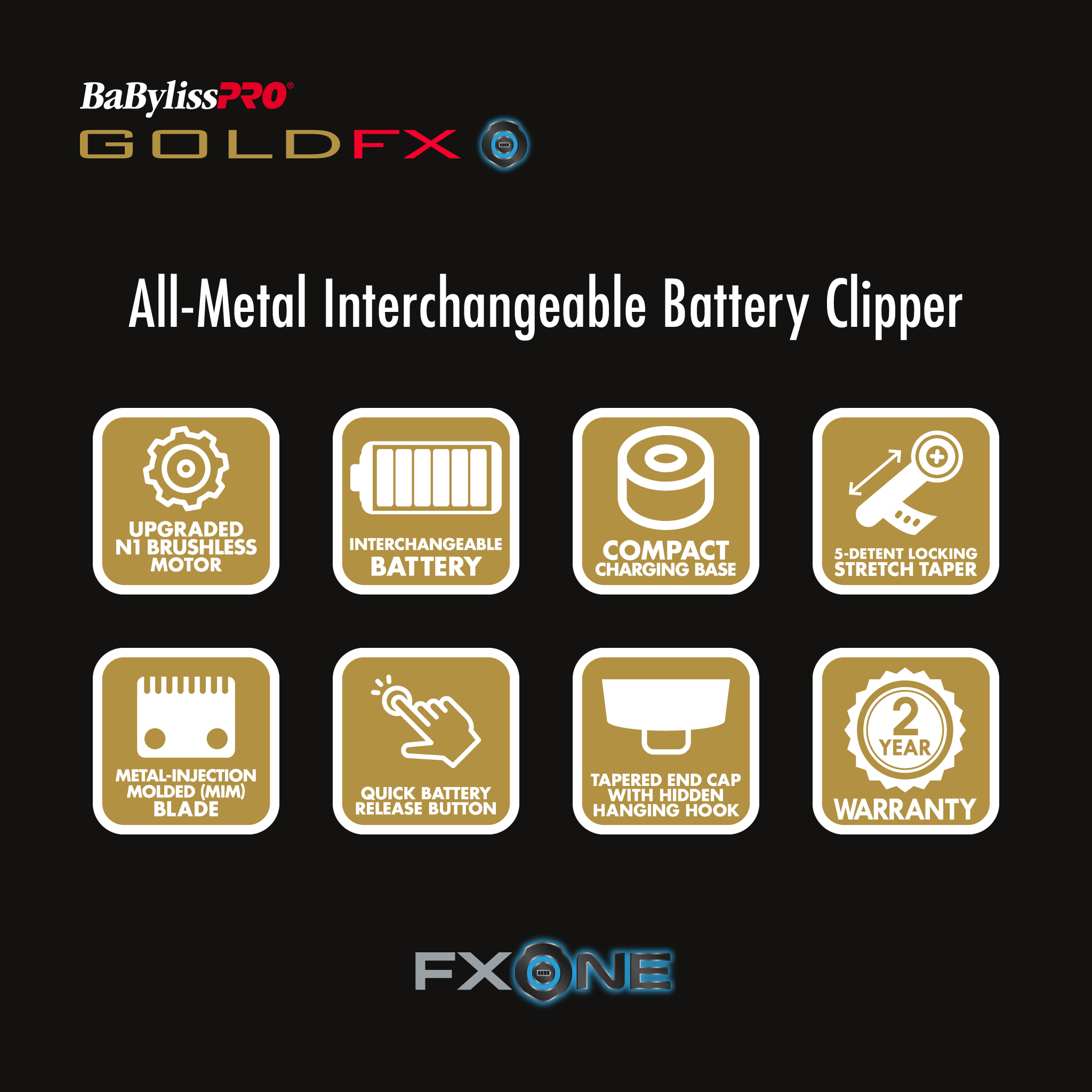 BABYLISSPRO FXONE GOLDFX CLIPPER - FX899G
