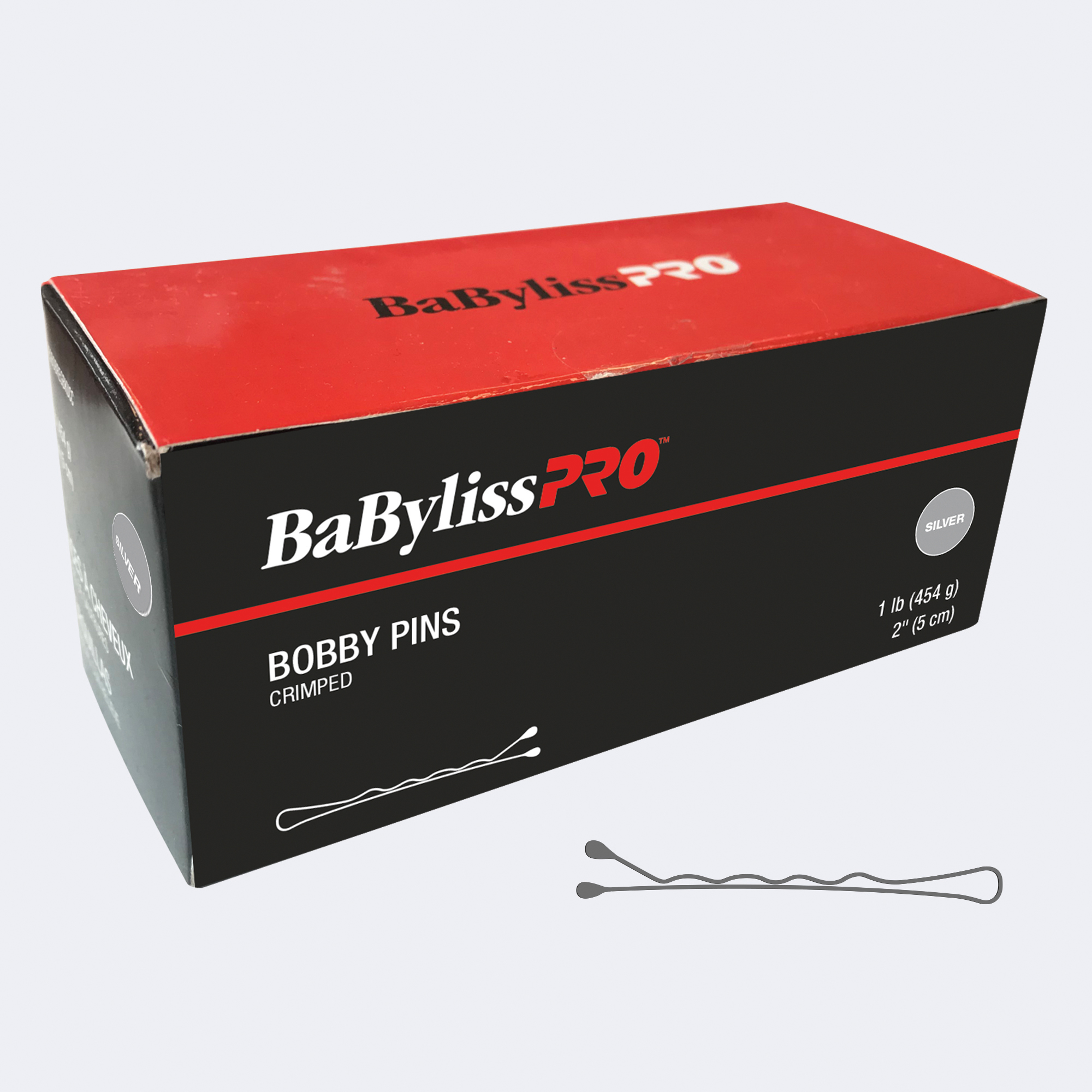 BaBylissPRO 1 lb. box Bobby Pins - Crimped - Silver- 2" - BESBOBREGSLUCC