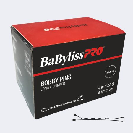 BaBylissPRO ½ lb. box Bobby Pins - Black - 2 ¾" - Long Crimped - BESBPLONGBKUCC