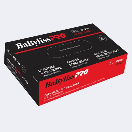 BABYLISSPRO DISPOSABLE NITRILE GLOVES (BLACK, SMALL)
