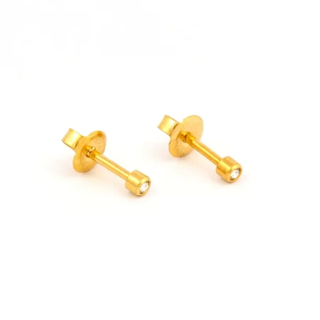Studex - Bezel-Set GOLD MINI Birthstones Universal Flatpack Piercing Studs -APRIL - M204Y