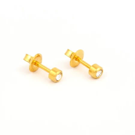 Studex - Bezel-Set GOLD REGULAR Birthstones Universal Flatpack Piercing Studs -APRIL - R204Y