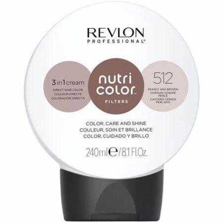 Revlon Professional Nutri Color Filters - 512 Pearly Ash Brown - 3 in 1 Cream Direct Hair Color, Care and Shine - 240 mL